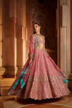 Load image into Gallery viewer, ROSE PINK ORGANZA LEHENGA CHOLI DUPATTA SET