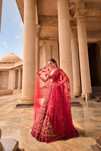 Load image into Gallery viewer, NUDE TULLE LEHENGA CHOLI WITH WORKED BELT AND CONTRASTING ORGANZA DUPATTA WITH AN OPTIONAL TULLE VEIL