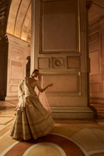 Load image into Gallery viewer, IVORY TAFETTA LEHENGA CHOLI SET WITH TWO TULLE DUPATTAS