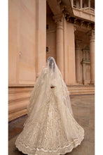 Load image into Gallery viewer, IVORY TULLE LEHENGA CHOLI DUPATTA SET WITH AN OPTIONAL VEIL