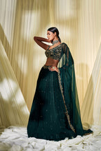 Load image into Gallery viewer, BOTTLE GREEN LEHENGA SET