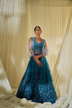 Load image into Gallery viewer, TEAL BLUE LEHENGA SET