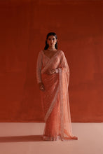 Load image into Gallery viewer, Pastel Orange Net Saree