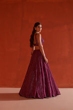 Load image into Gallery viewer, Wine Raw Silk Lehenga Set