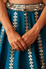 Load image into Gallery viewer, Peacock Blue Raw Silk Lehenga Set