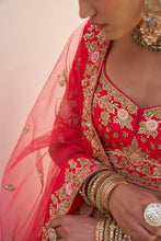 Load image into Gallery viewer, Red Double Dupatta Lehenga Set