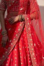 Load image into Gallery viewer, Red Double Dupatta Lehenga Set