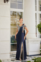 Load image into Gallery viewer, NET YOKE SATIN ORGANZA BOTTOM CHIFFON DRAPE