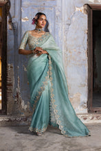 Load image into Gallery viewer, JADE GREEN OMBRE ORGANZA SAREE