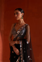 Load image into Gallery viewer, Black Net Saree