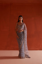 Load image into Gallery viewer, Grey Net saree