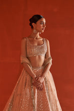 Load image into Gallery viewer, Peach Raw Silk Lehenga Set