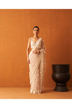 Load image into Gallery viewer, Peach Net saree