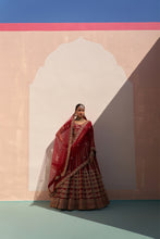 Load image into Gallery viewer, Maroon Double Dupatta Lehenga Set