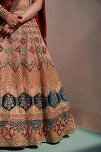 Load image into Gallery viewer, Nude Raw Silk Double Dupatta Lehenga Set