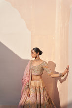 Load image into Gallery viewer, Gold Organza Double Dupatta Lehenga Set