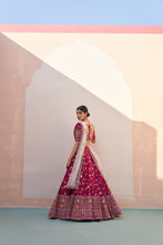 Load image into Gallery viewer, Wine Double Dupatta Lehenga Set