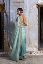 Load image into Gallery viewer, JADE GREEN OMBRE ORGANZA SAREE