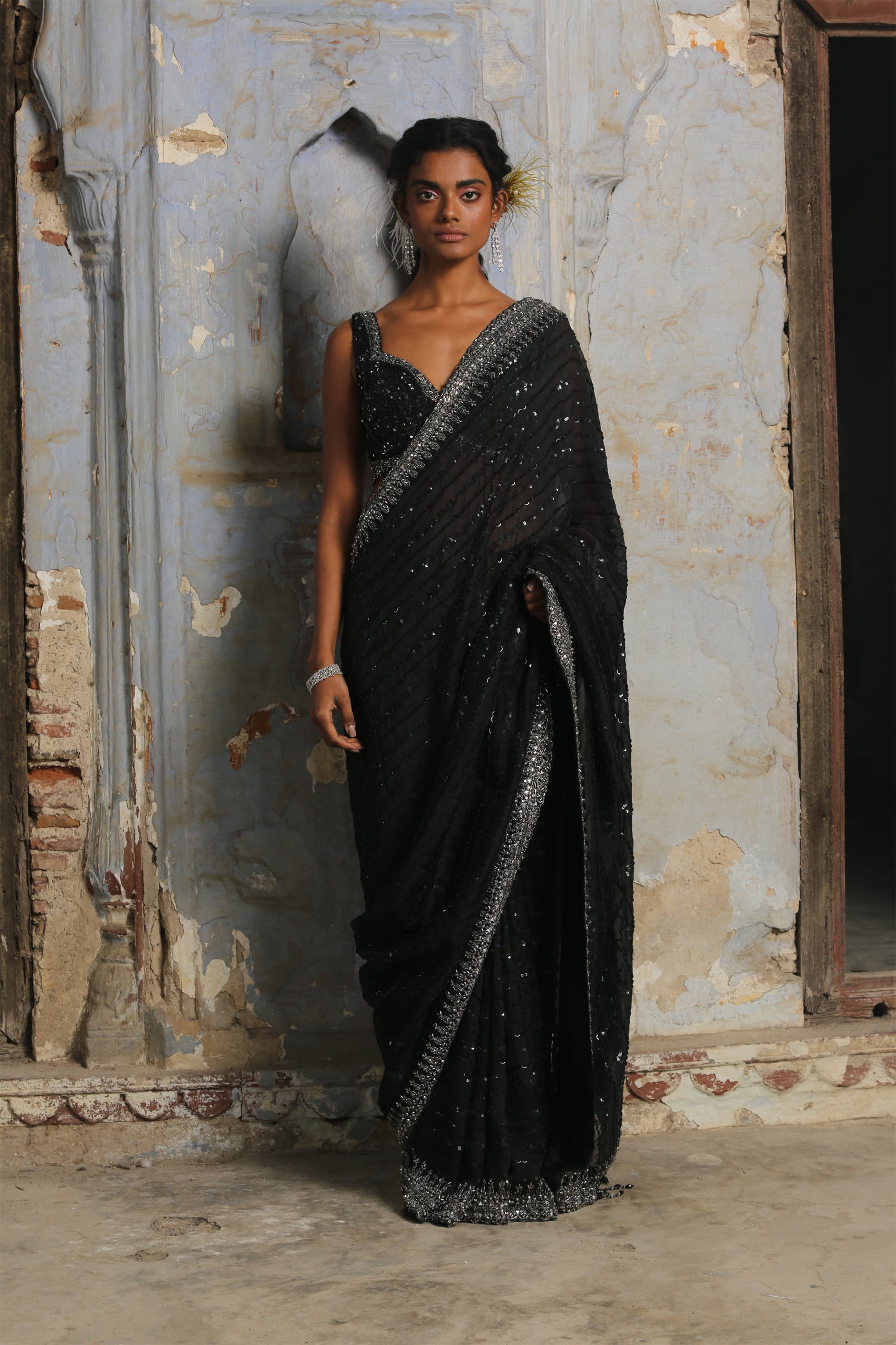 Black Orchid Saree Set main image 1