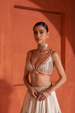Load image into Gallery viewer, Ivory Raw Silk Lehenga Set