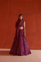 Load image into Gallery viewer, Wine Raw Silk Lehenga Set