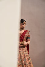 Load image into Gallery viewer, Nude Raw Silk Double Dupatta Lehenga Set