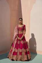 Load image into Gallery viewer, Wine Double Dupatta Lehenga Set