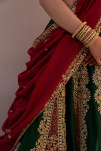 Load image into Gallery viewer, Bottle Green Double Dupatta Lehenga Set