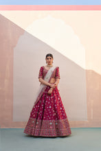 Load image into Gallery viewer, Wine Double Dupatta Lehenga Set