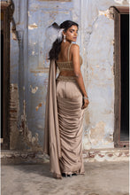 Load image into Gallery viewer, MOCHA SATIN DRAPE SAREE