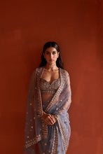 Load image into Gallery viewer, Grey Net saree