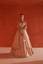 Load image into Gallery viewer, Peach Raw Silk Lehenga Set