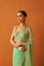 Load image into Gallery viewer, Sea Green Net Saree