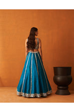 Load image into Gallery viewer, Peacock Blue Raw Silk Lehenga Set