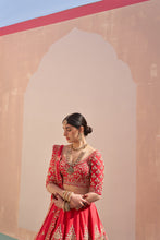 Load image into Gallery viewer, Red Double Dupatta Lehenga Set