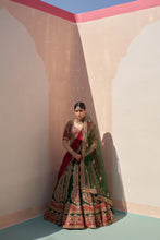 Load image into Gallery viewer, Bottle Green Double Dupatta Lehenga Set
