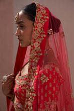 Load image into Gallery viewer, Red Double Dupatta Lehenga Set