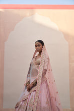 Load image into Gallery viewer, Blush Pink Double Dupatta Lehenga Set