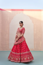 Load image into Gallery viewer, Red Double Dupatta Lehenga Set