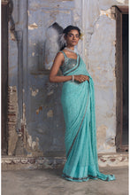 Load image into Gallery viewer, AQUA BLUE CHIFFON SAREE