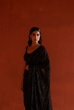 Load image into Gallery viewer, Black Sequins Georgette Saree