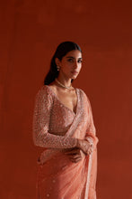 Load image into Gallery viewer, Pastel Orange Net Saree