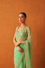 Load image into Gallery viewer, Sea Green Net Saree