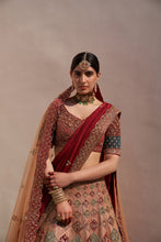 Load image into Gallery viewer, Nude Raw Silk Double Dupatta Lehenga Set