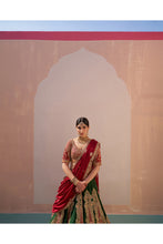 Load image into Gallery viewer, Bottle Green Double Dupatta Lehenga Set
