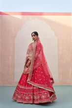 Load image into Gallery viewer, Red Double Dupatta Lehenga Set
