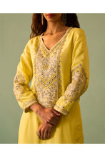 Load image into Gallery viewer, Yellow Silk Kurta Set