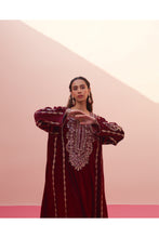Load image into Gallery viewer, Maroon Velvet Choga Set