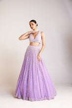 Load image into Gallery viewer, Lilac V Neck Pearl Chandelier Lehenga Set