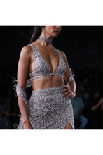 Load image into Gallery viewer, Aphrodite Embroidered Skirt Paired With A Choli And A Trail Cape